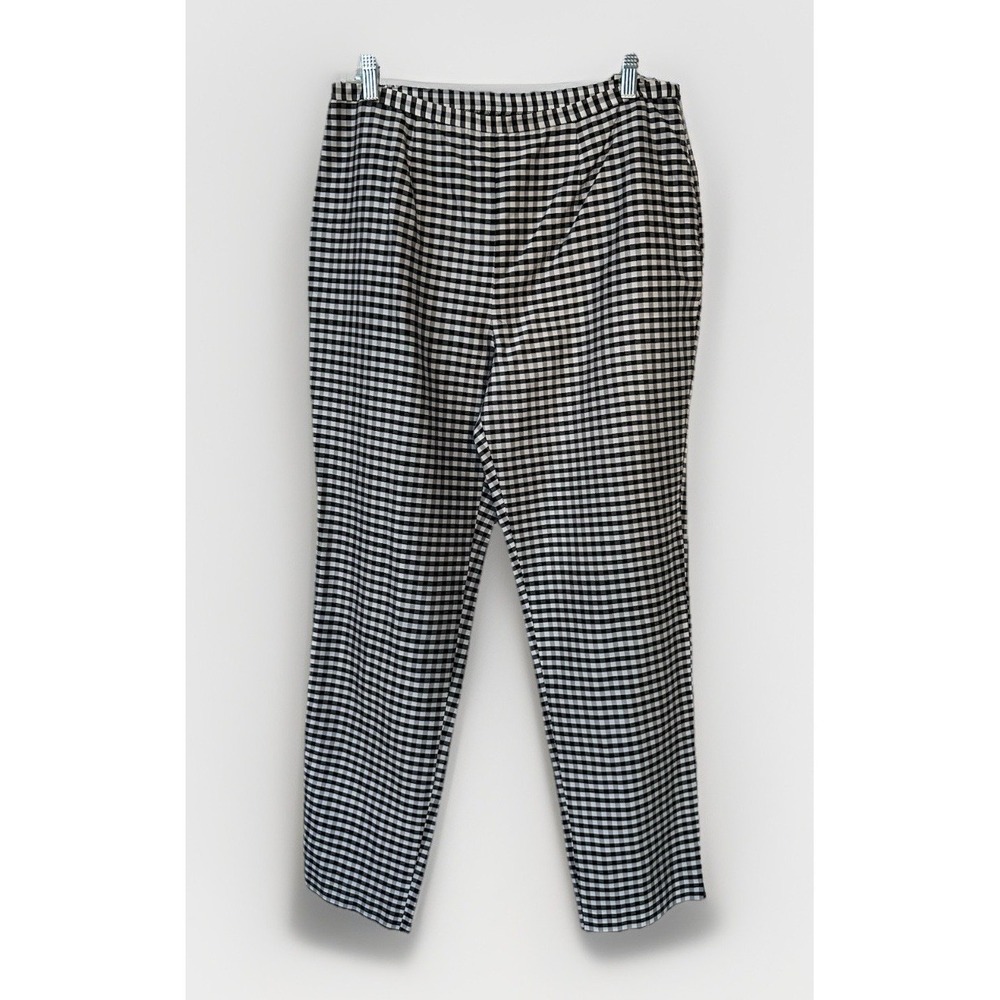 VTG Lauren Ralph Lauren 100% Silk Pants Zip Gingham Check Black And White 12